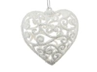 Vánoční ozdoba Bílé srdce vyřezávané 6cm